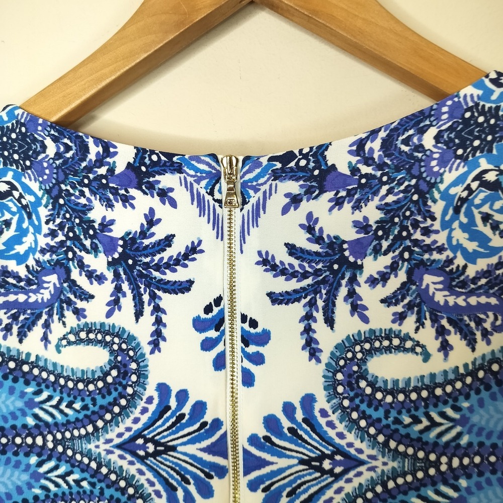 Chico's Blue‎ Floral Dress Stretch Jersey Back Zip - Picture 8 of 9